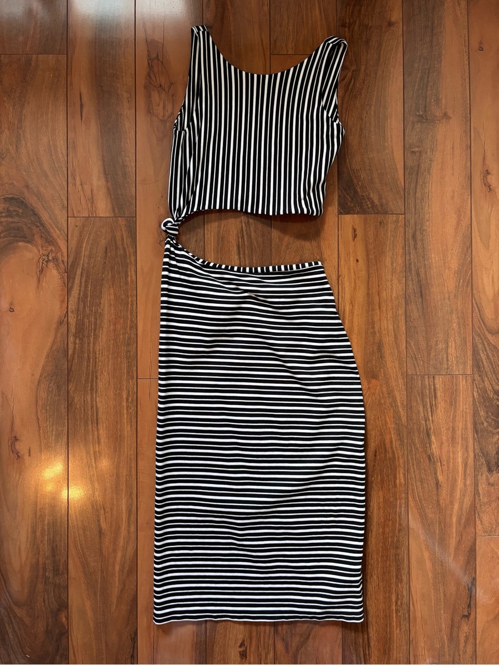 ZARA Trafaluc Striped Bodycon Dress in Black and White